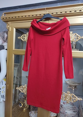 Bordo Uzun Kollu Drapeli Triko Elbise - Görsel 5