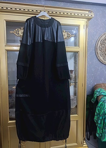 48 Beden Kadın Siyah Uzun Kollu Gotik Elbise