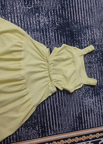 Pastel Sarı Mini Straplez Triko Elbise