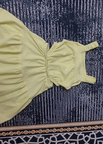 8 Yaş Beden Pastel Sarı Mini Straplez Triko Elbise