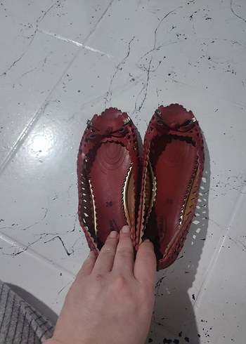 36 Beden Bordo Desenli Tokalı Kadın Babet