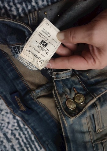 31 Beden gri Renk Gri Kot Kadın Pantolon Tüylü Detaylı