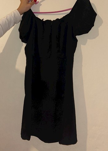 Siyah Drapeli Keten Mini Elbise - Görsel 2