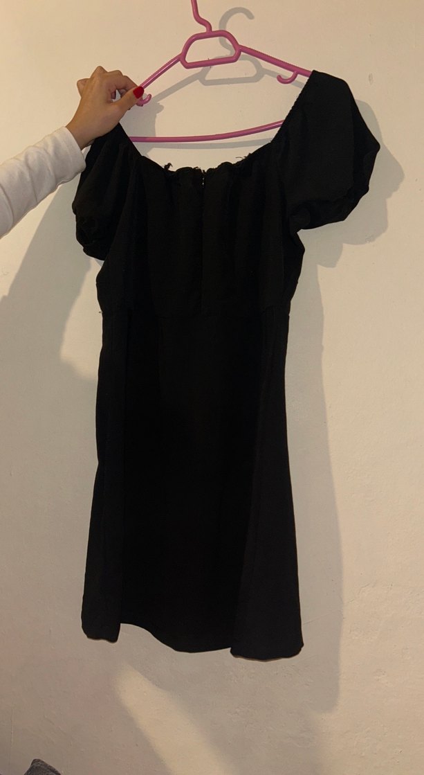 Siyah Drapeli Keten Mini Elbise - Görsel 2