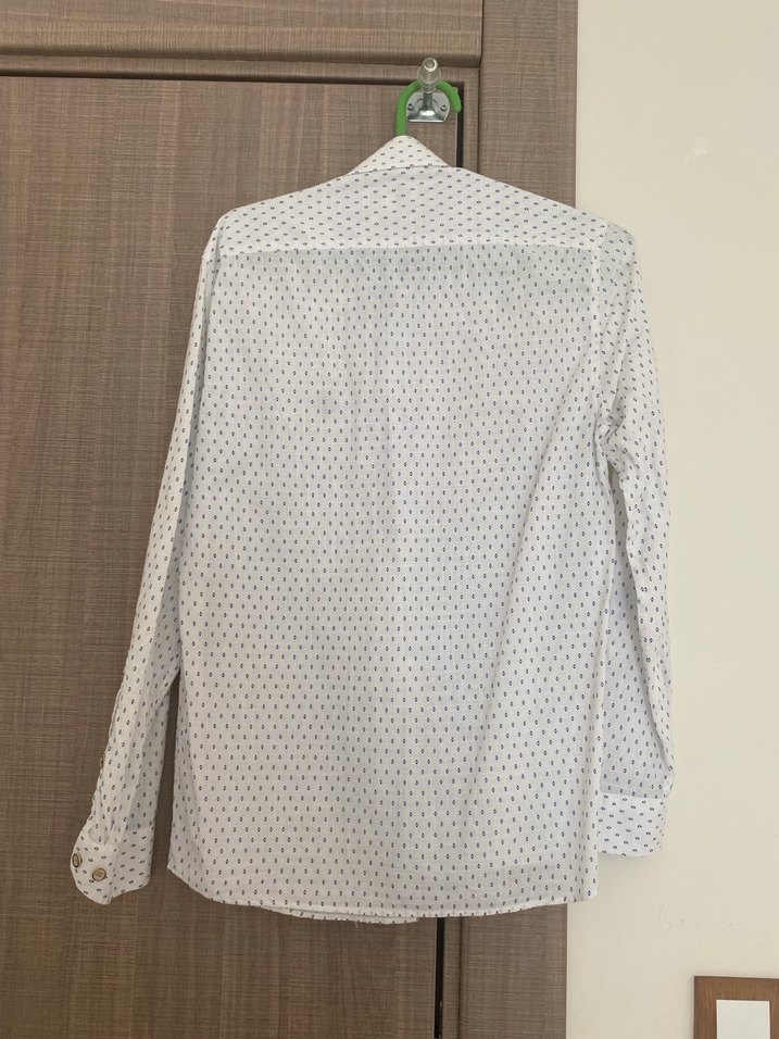 Erkek Beyaz Uzun Kollu Baskılı Gömlek - Görsel 3