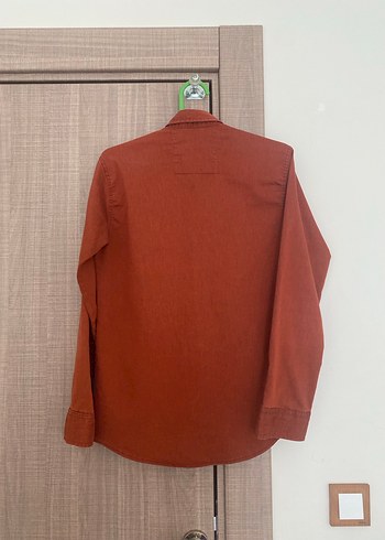 Düğmeli Kahverengi Erkek Keten Gömlek - Görsel 3