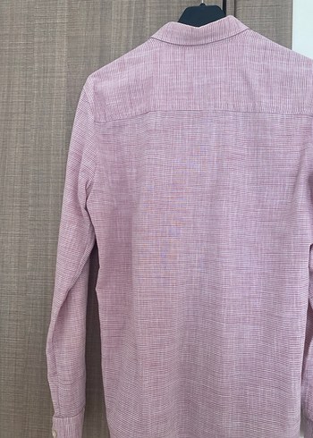 Erkek Pembe Keten Uzun Kollu Gömlek - Görsel 3