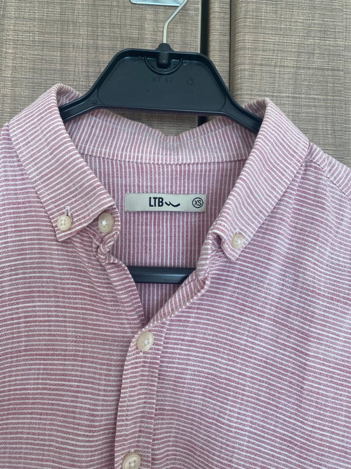 Erkek Pembe Keten Uzun Kollu Gömlek - Görsel 2