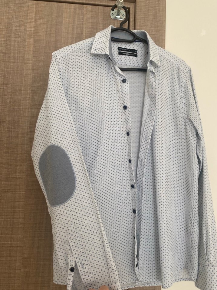 Gri Uzun Kollu Düğmeli Erkek Gömlek - Görsel 4