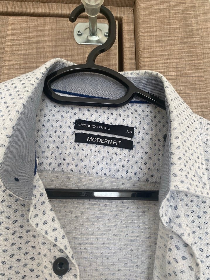 Gri Uzun Kollu Düğmeli Erkek Gömlek - Görsel 2