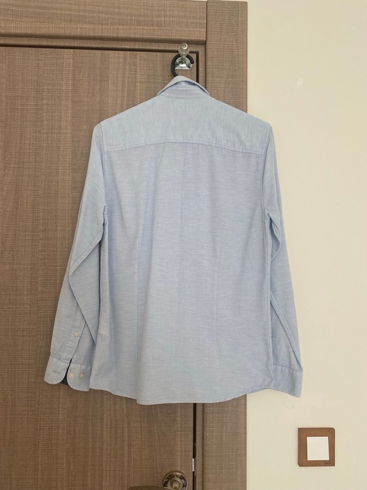 Gri Keten Erkek Uzun Kollu Gömlek - Görsel 3