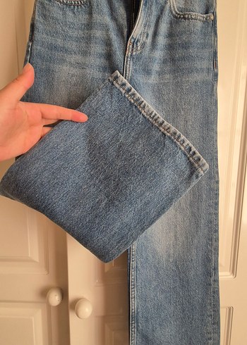 9 Yaş Beden mavi Renk Kız çocuk Mavi Bol Kesim Kot Pantolon