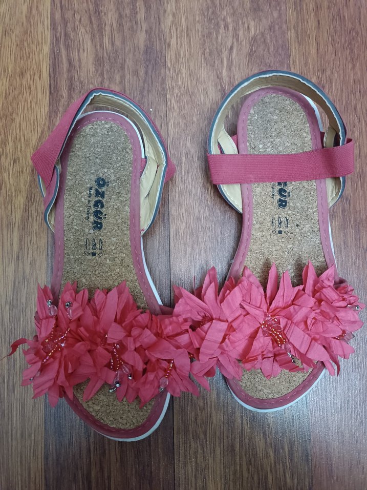 Pembe Nakışlı Kız Çocuk Sandalet - Görsel 3