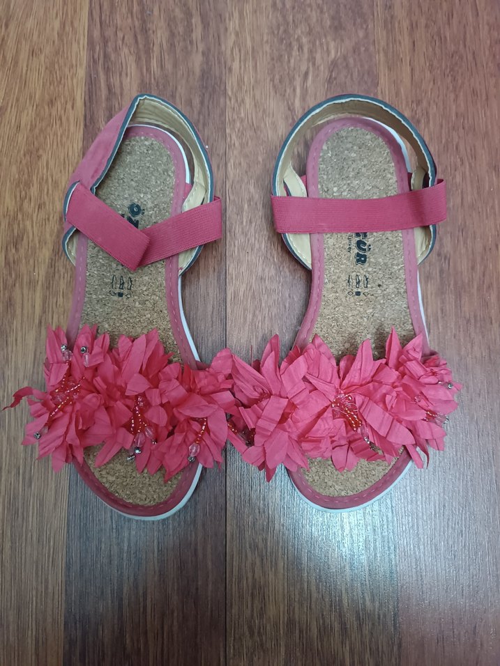 Pembe Nakışlı Kız Çocuk Sandalet - Görsel 4