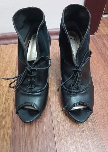 Kadın Siyah Stiletto topuklu bootie ayakkabı - Görsel 5