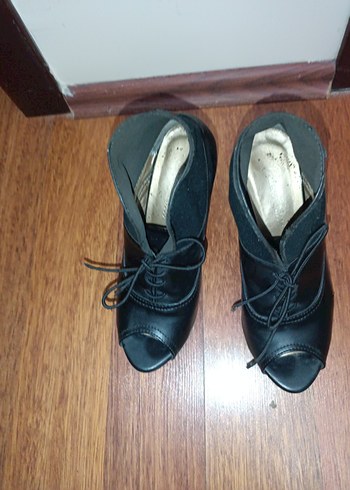 Kadın Siyah Stiletto topuklu bootie ayakkabı - Görsel 6