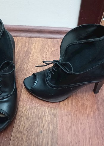 Kadın Siyah Stiletto topuklu bootie ayakkabı - Görsel 2