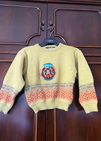 Kız Çocuk Nakışlı Bej Örgü Kazak - Görsel 2