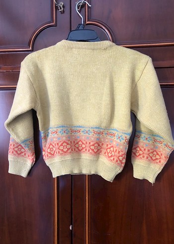 Kız Çocuk Nakışlı Bej Örgü Kazak - Görsel 7