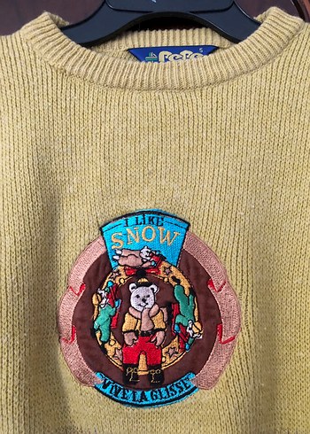 Kız Çocuk Nakışlı Bej Örgü Kazak - Görsel 4