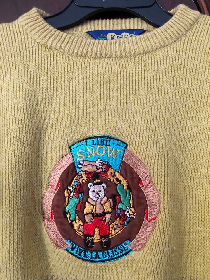 Kız Çocuk Nakışlı Bej Örgü Kazak - Görsel 4