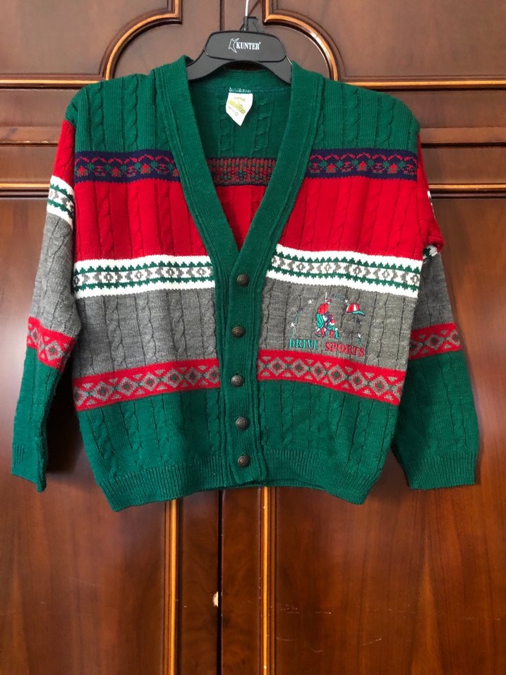 Erkek Çocuk Nakışlı Renkli Örgü Hırka - Görsel 2