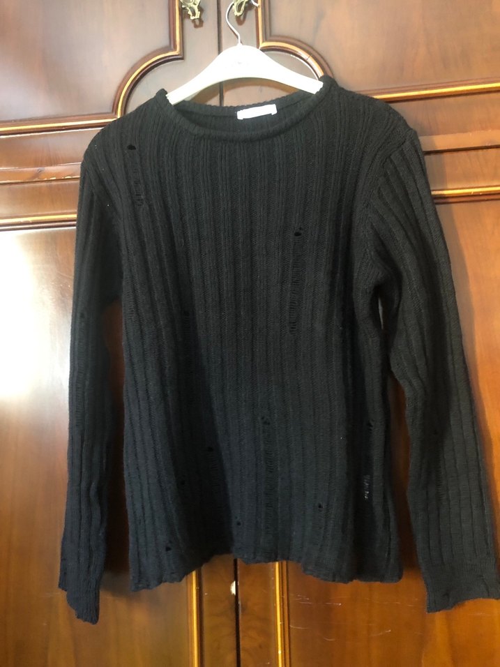 Siyah Örgü Kadın Kazak - Görsel 2