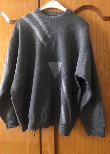 Gri Örgü erkek Kazak Rahat Kesim - Görsel 2