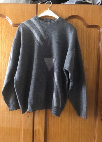 Gri Örgü erkek Kazak Rahat Kesim - Görsel 3