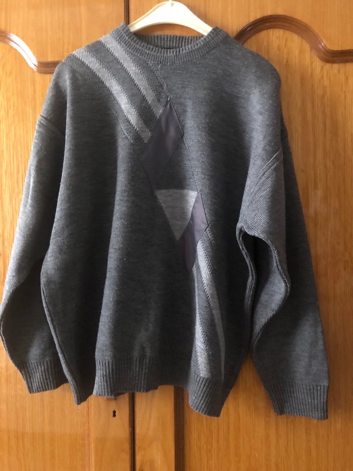 Gri Örgü erkek Kazak Rahat Kesim - Görsel 2