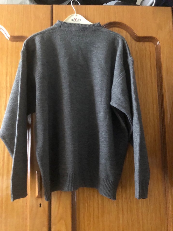 Gri Örgü erkek Kazak Rahat Kesim - Görsel 5