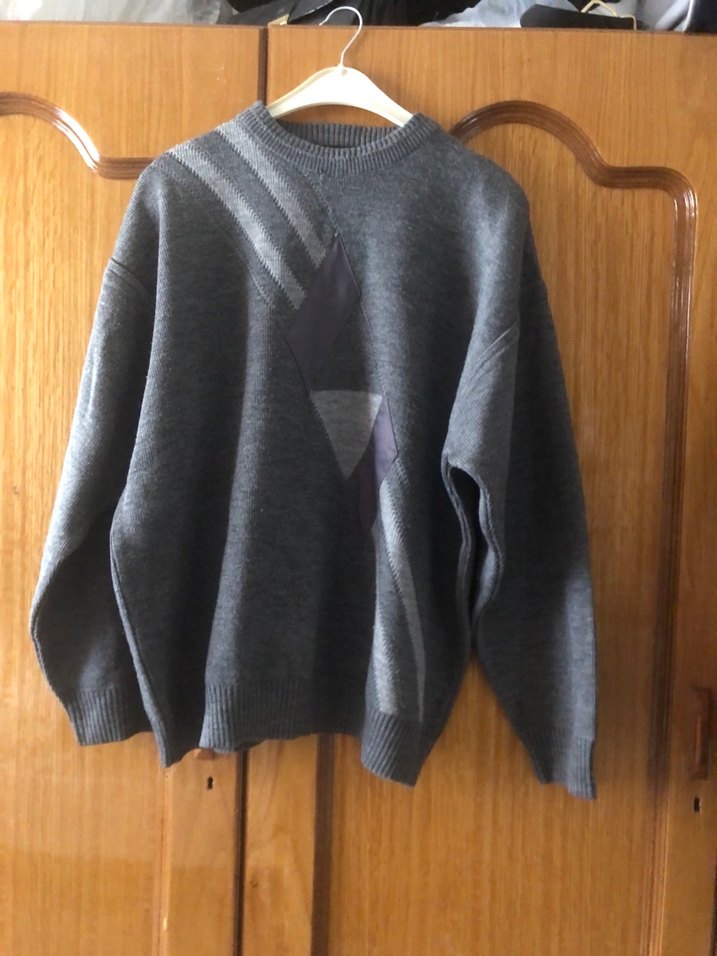 Gri Örgü erkek Kazak Rahat Kesim - Görsel 3