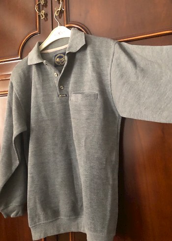 Gri Uzun Kollu Düğmeli Erkek Sweatshirt - Görsel 2