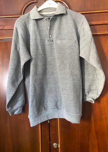 Gri Uzun Kollu Düğmeli Erkek Sweatshirt - Görsel 11
