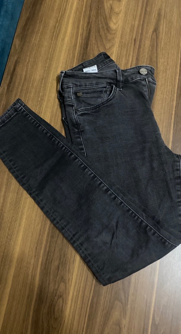 Kadın Gri Normal Boy Denim Pantolon - Görsel 2