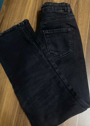 Kadın Siyah Midi Boy Denim Pantolon - Görsel 6