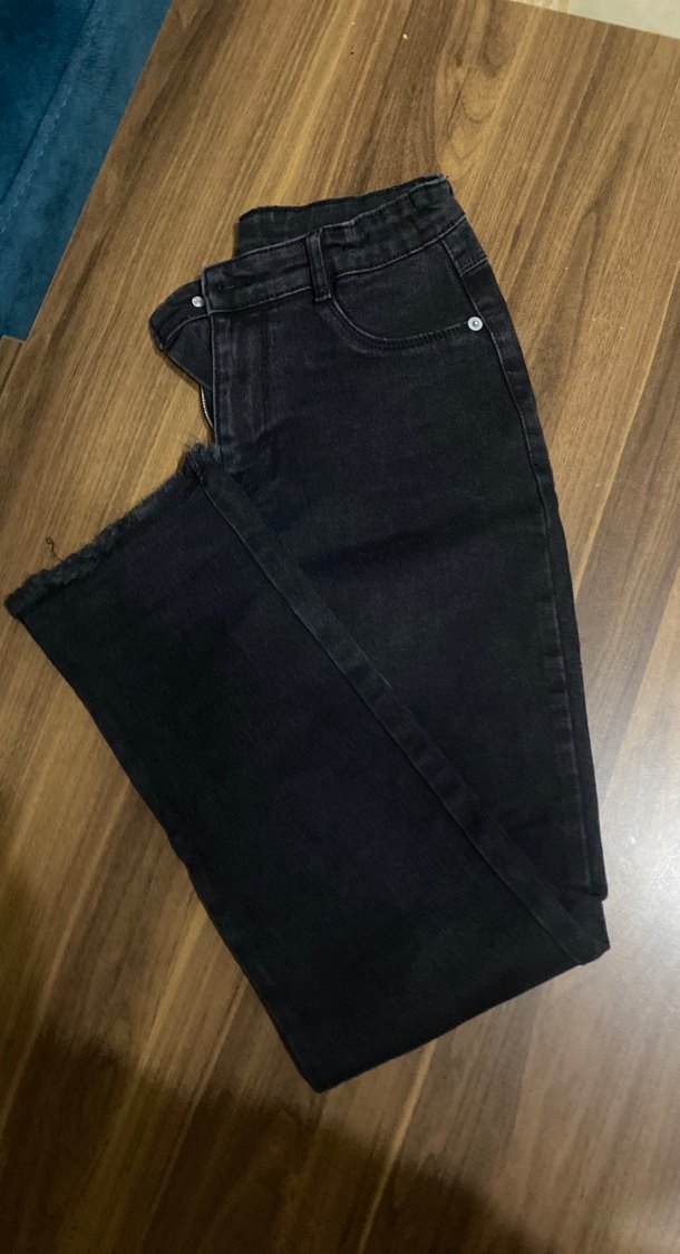 Kadın Siyah Midi Boy Denim Pantolon - Görsel 4