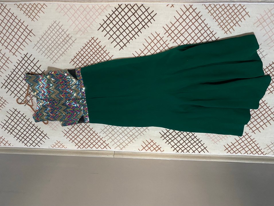 Nakışlı Bohem Uzun Kolsuz Abiye Elbise - Görsel 4