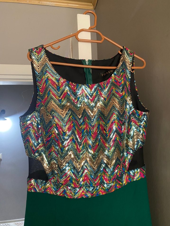 Nakışlı Bohem Uzun Kolsuz Abiye Elbise - Görsel 2