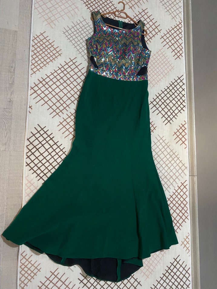 Nakışlı Bohem Uzun Kolsuz Abiye Elbise - Görsel 3