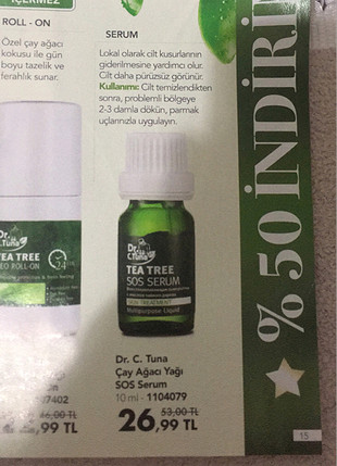 xs Beden yeşil Renk Dr Cevdet Tuna Tea Tree SOS Serum