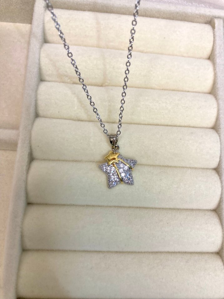 Çelik Taşlı Yıldız Kolye - Görsel 4