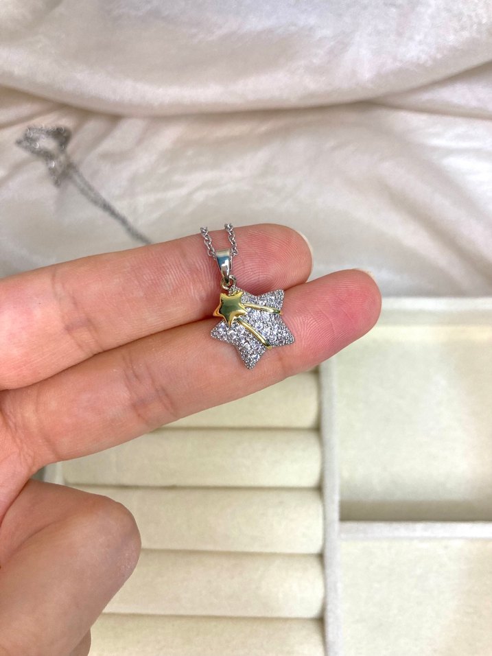 Çelik Taşlı Yıldız Kolye - Görsel 3