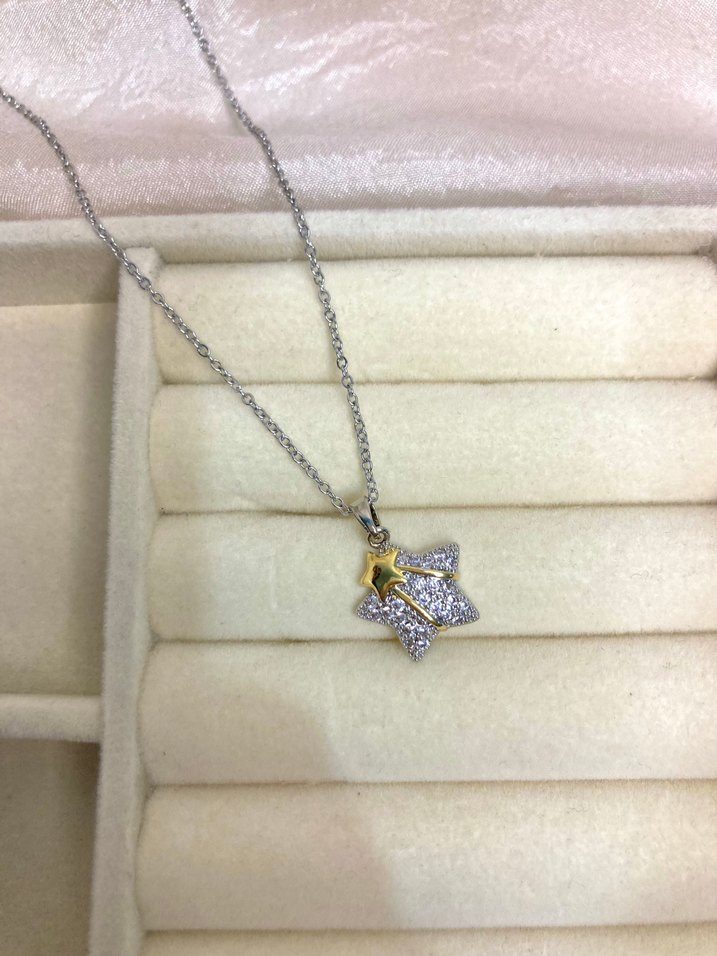 Çelik Taşlı Yıldız Kolye - Görsel 2