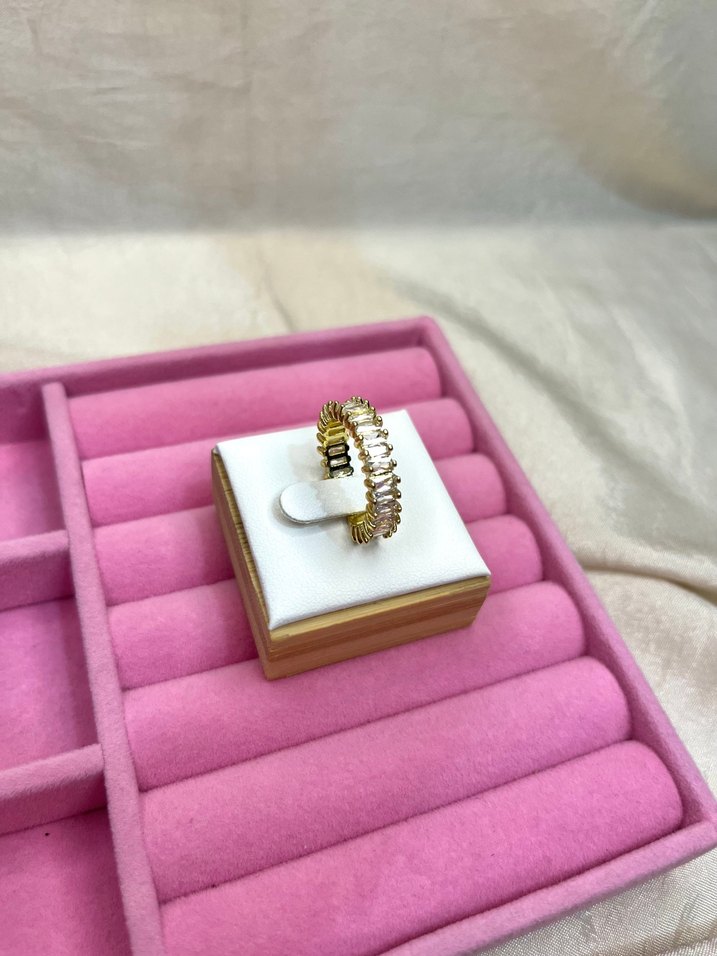 Çelik Ayarlanabilir Baget Taşlı Yüzük - Görsel 2