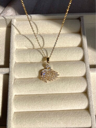 swarovski Çelik Gold Kuğu Kolye