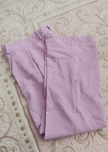 36 Beden Kadın Mor Drapeli Kumaş Pantolon