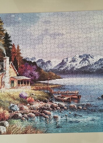 Beden Renk 1000 Parça Ev Manzara Göl Hava Puzzle