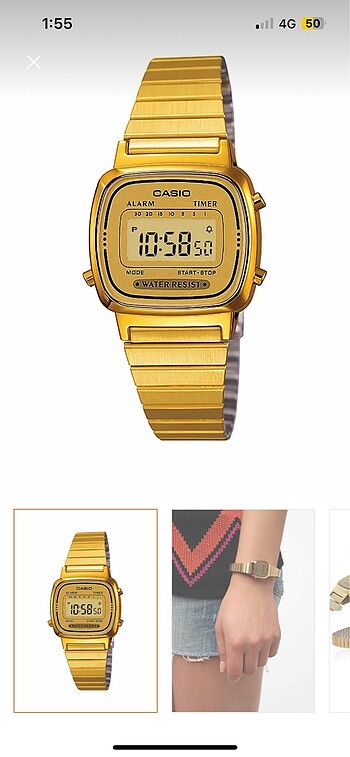 Casio kadın altın sarısı saat