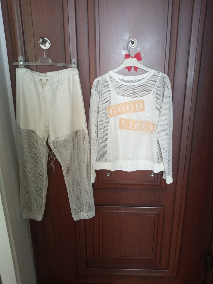 krem Dantel Detaylı cocuk takım - Görsel 5